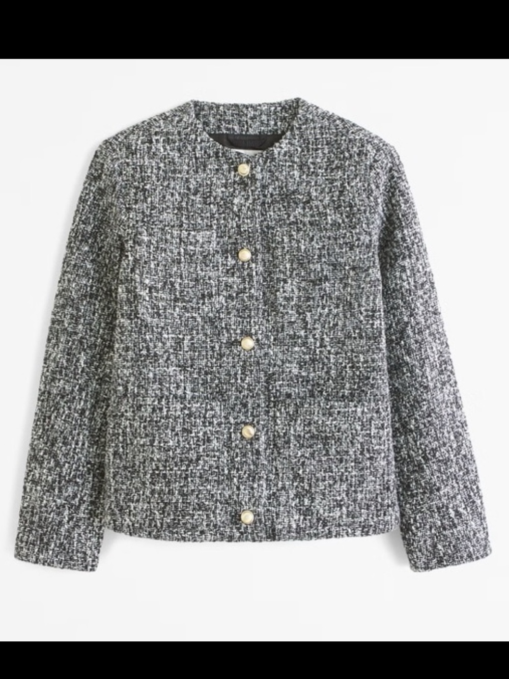 Abercrombie & Fitch Tweed Jacket Women’s M Black White Gold Button Collarless